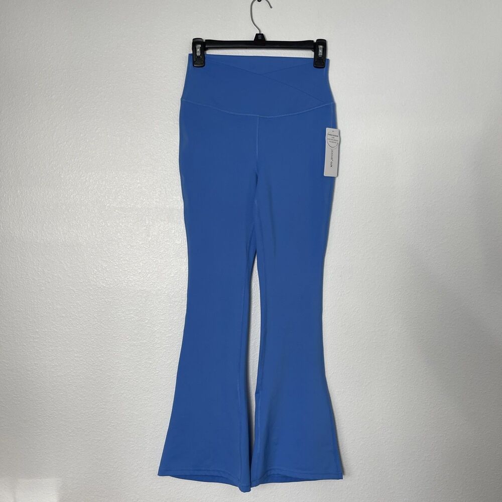 YOGALICIOUS Green Lux Madison Crossover 7/8 Flare Active Workout Yoga Pants Sz M